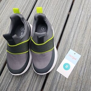 8 Cat & Jack Gray Sneakers with Yellow Trim